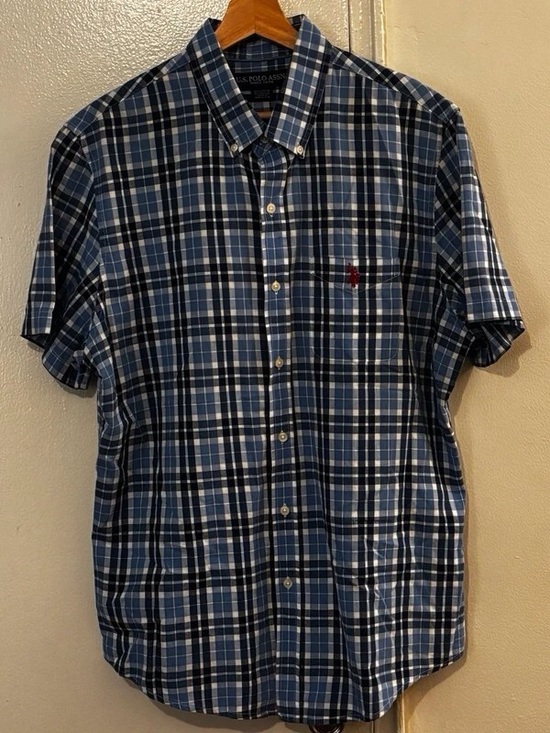 U.S. Polo Assn. Other - U.S. Polo Assn. Blue and White Plaid Short-Sleeve Button-Down Shirt
